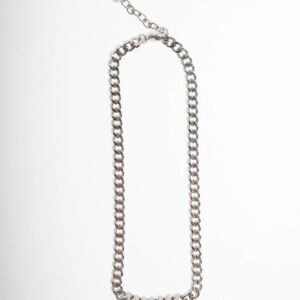 Collier en acier inoxydable argent avec des strass