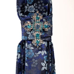 cravate n°5 florale bleue