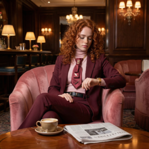femme dans un bar d'hôtel